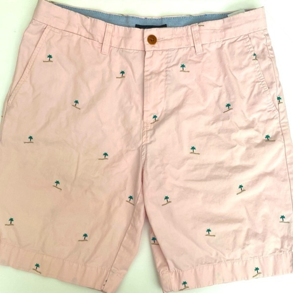Tommy Hilfiger Mens Tropical Palm Tree Print Shorts Pink